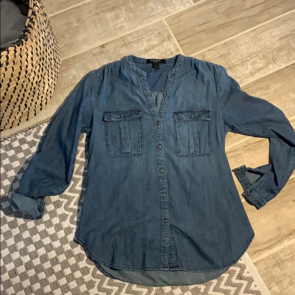 Nine West Denim Button Down Shirt